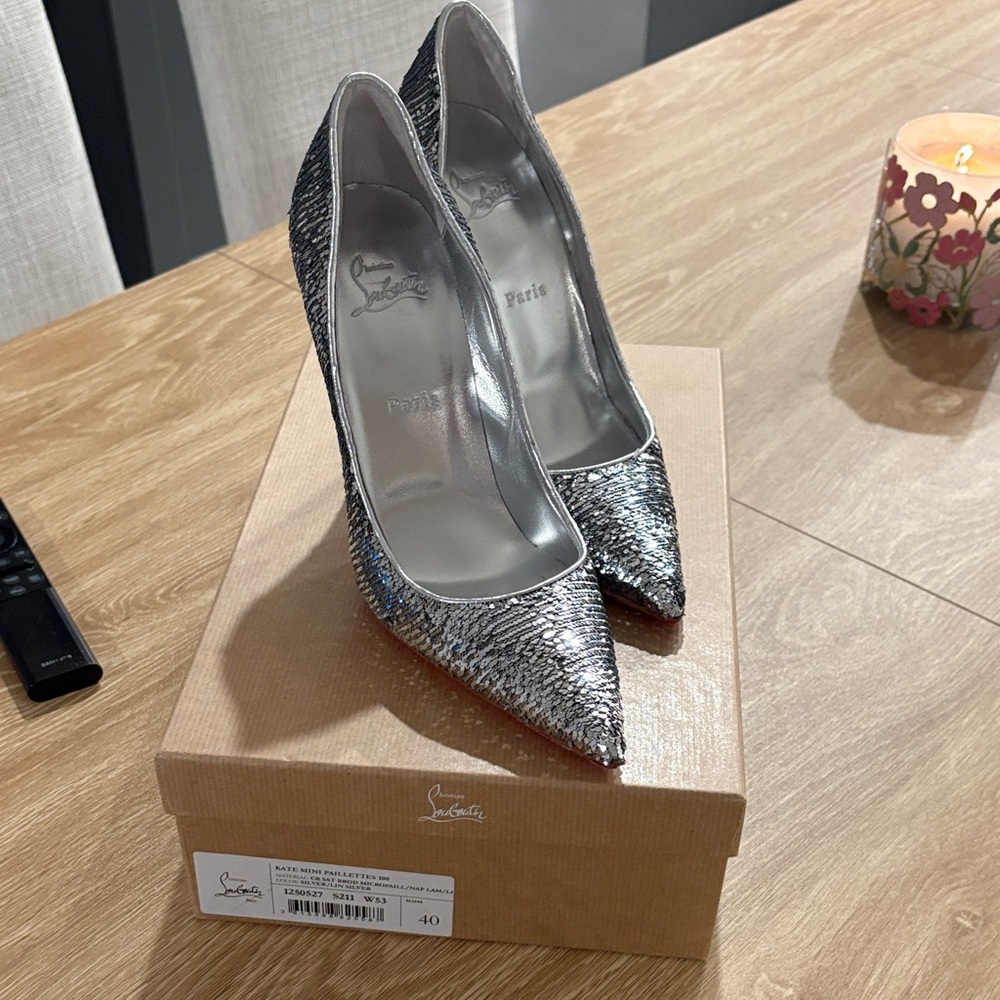 Christian Louboutin Metallic Silver Heels